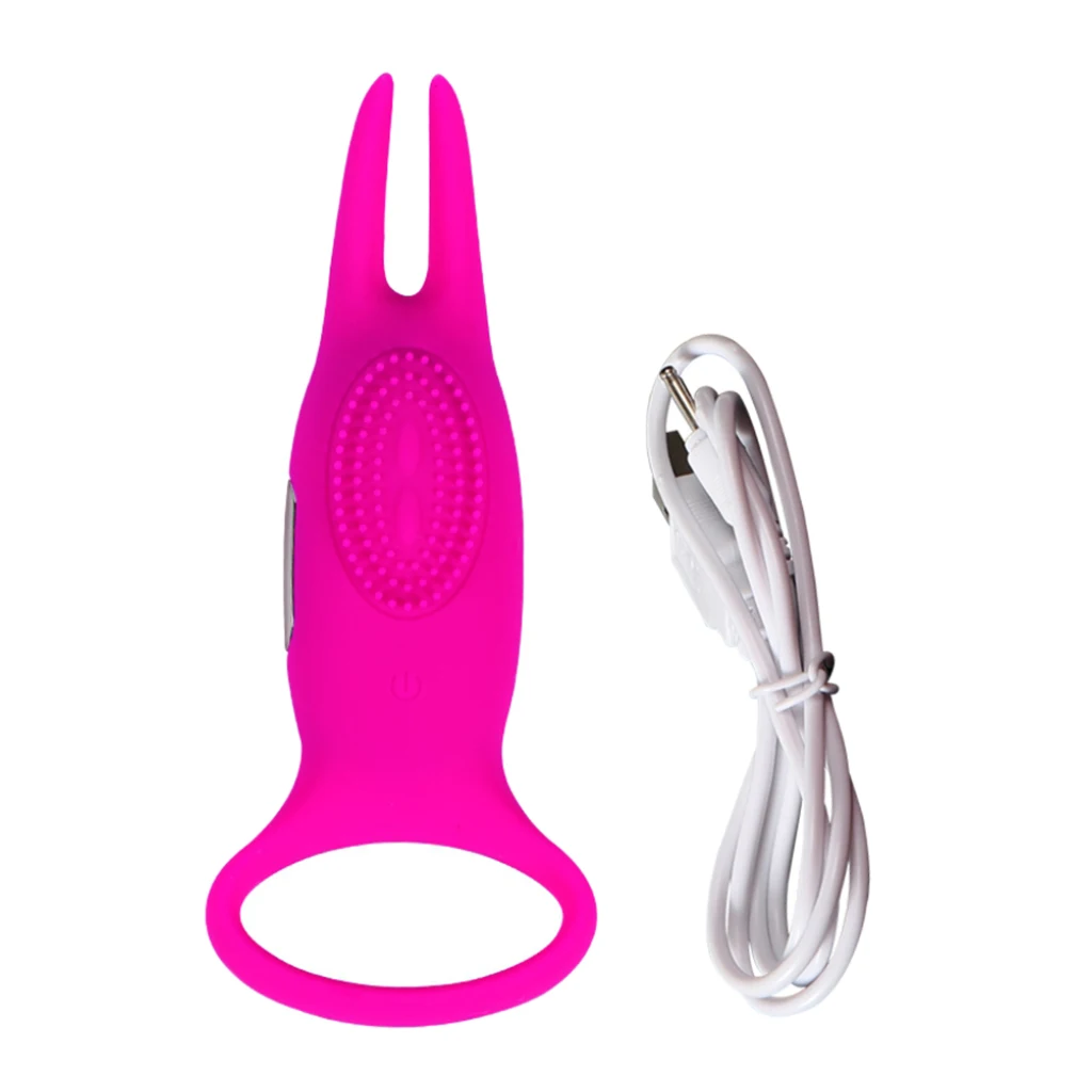 Waterproof Silicone Male Peni s Vibrating Ring Sleeve with Rabbit Ears Delay Ejaculation Vibrator Massager for Couples 