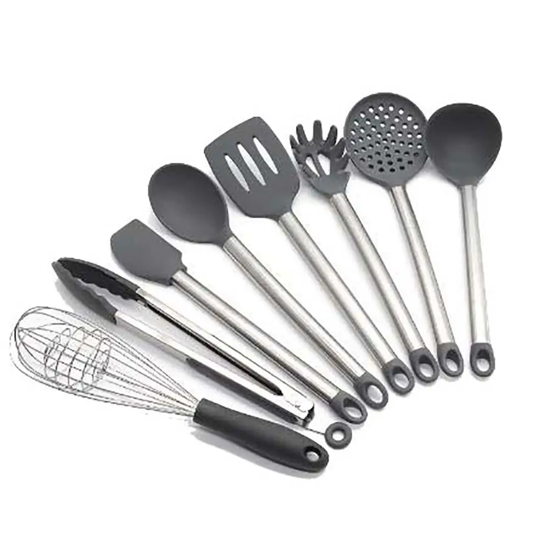gray 8pcs 4 Стиль 2 Размеры Силиконовое приспособление для кухни набор принадлежностей для готовки жаростойкая посуда Кухня инструменты - Цвет: gray 8pcs