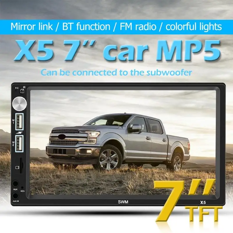 Двойной 2 DIN стерео 7 дюймов Bluetooth AUX RCA FM радио головное устройство SWM X5