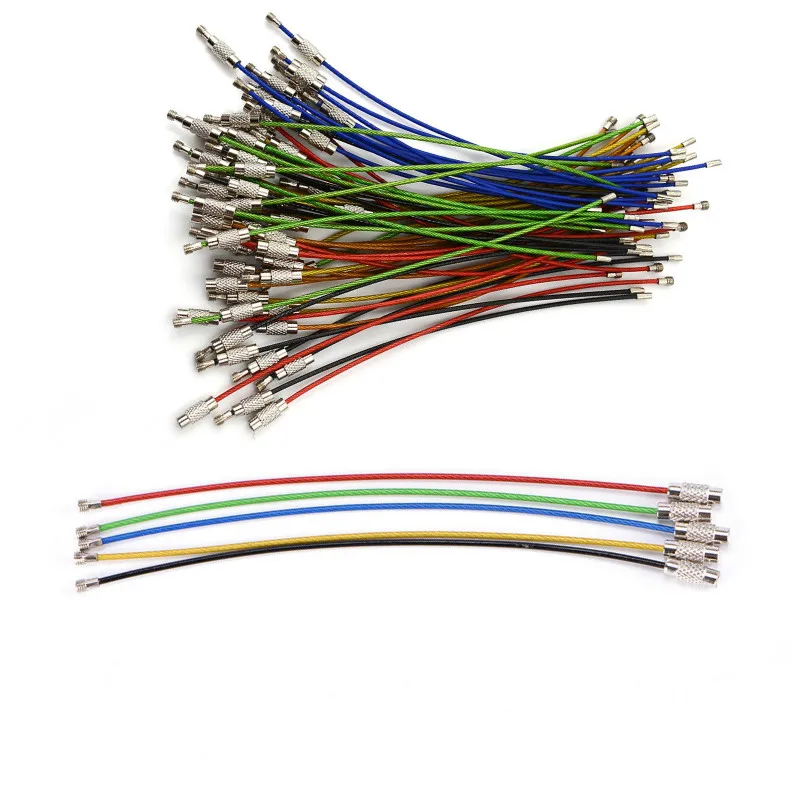 

5/10pcs Colorful Screw Locking Stainless Steel Wire Keychain Cable Rope Key Holder Keyring Key Chain Rings Cable Outdoor Tools