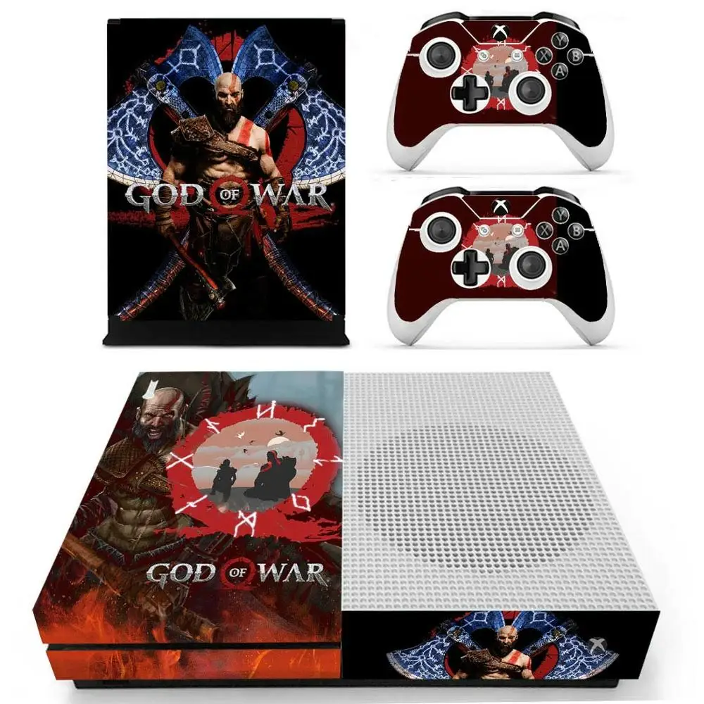 God of War наклейка s для Xbox One S виниловые наклейки на кожу наклейки Pegatinas для Xbox one тонкая консоль и два контроллера шкуры - Цвет: YS-xboxoneS-1237