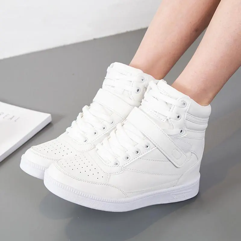 Hi Top Zapatillas deportivas de plataforma para mujer, botines de tenis de marca, color blanco, GME de correr| - AliExpress
