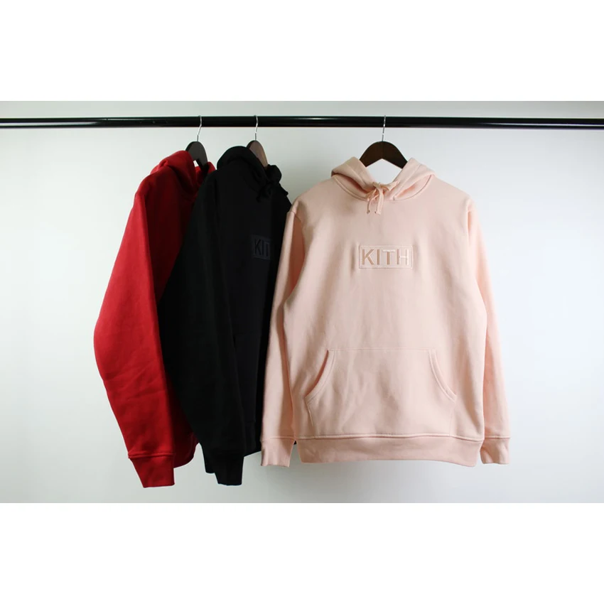 

Embroidery Logo Kith Hoodie 2020 Men Women Solid Color KITH Sweatshirts Cotton Simple Classic All-match Kith Pullover Thick