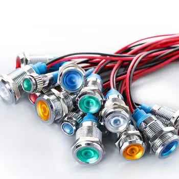 

16mm 19mm 22mm LED Metal Indicator light waterproof Signal lamp 3v 6V 12V 24V 220v with wire red yellow blue green white orange