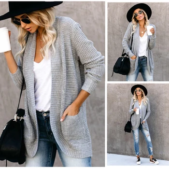 

2019 winter new women's sweater coat loose cardigan commuter long sweater long coat knit sweater women sweaters Open Stitch