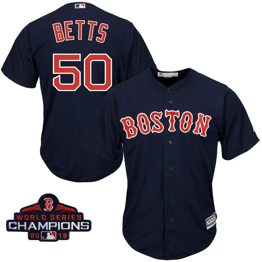 Молодежная детская футболка Boston Mookie Betts Red Sox Scarlet, белая футболка с логотипом команды чемпионов мира - Цвет: men