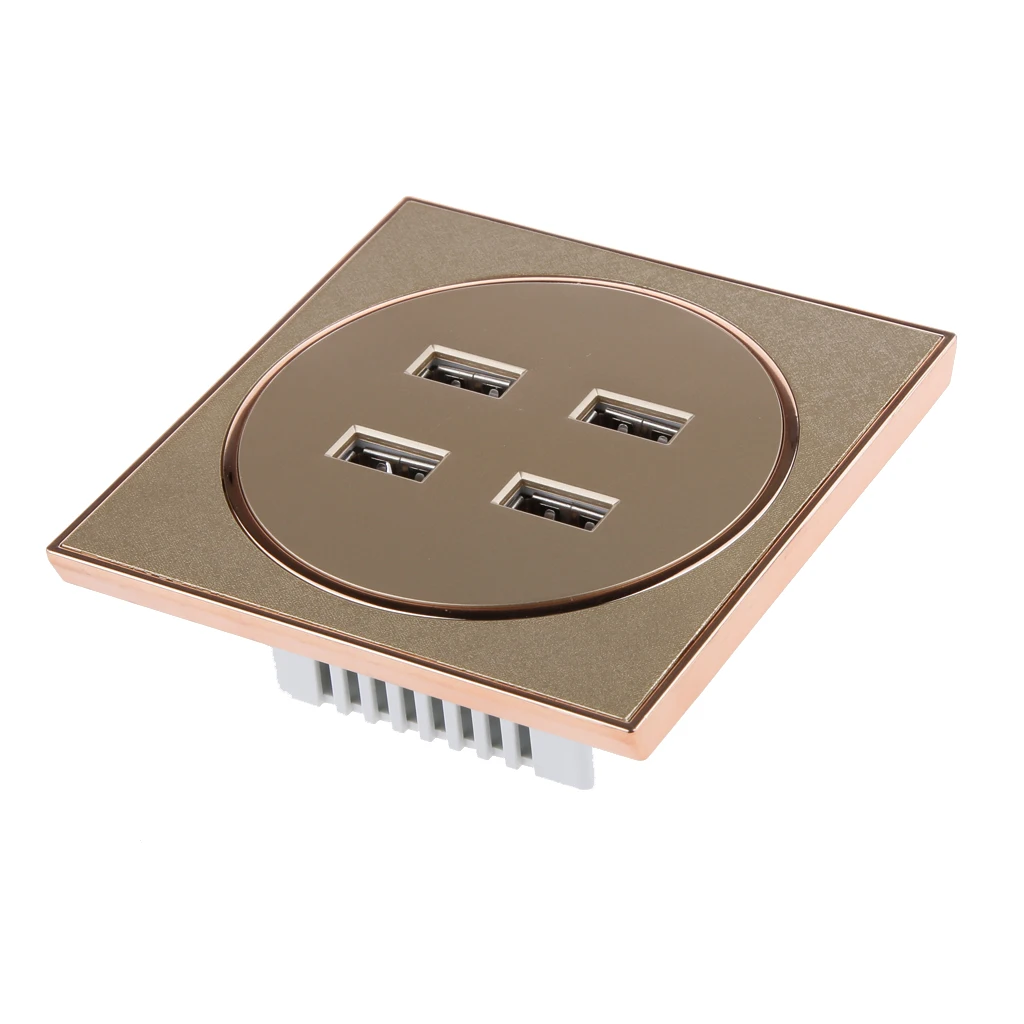 Brushed 3.1A 4 USB Ports Wall Socket Charger Electrical Panel Power Outlet