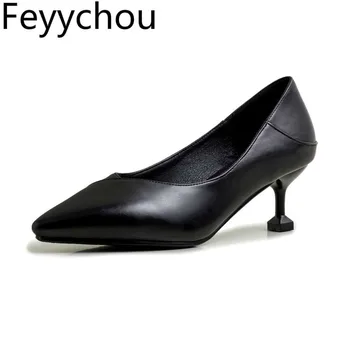 

Women's Pumps Shoes High Heel Spring Autumn Slip-on Pointed Toe Basic Pu Shallow 2020 Sexy New Fashion Black Beige Big Size34-43