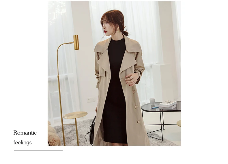 YIGELILA, высокое качество, хаки, длинное пальто, классическое, двубортное, пальто с длинным рукавом, для офиса, леди, с поясом, большие пальто 9988