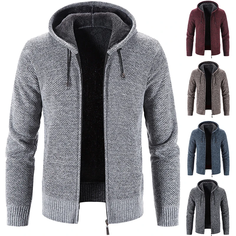 

Sweater Winter Knit Jacket Fleece Artificial Fur Hooded Warm Cashmere Cardigan Fashionable Casual Loose Cold Coat