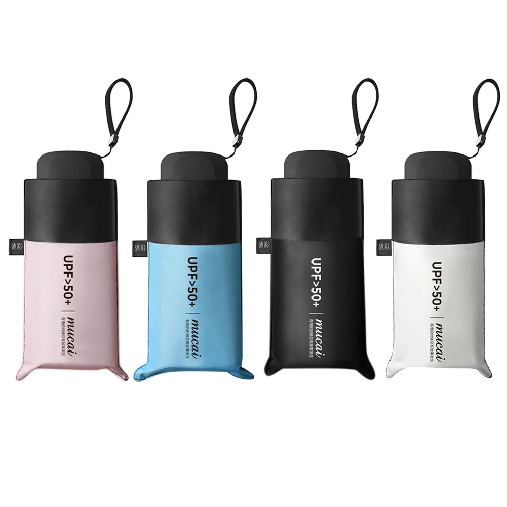 Semi-Automatic Half-Folding Umbrella Flat Handle Black Glue Sunscreen Sun Umbrella Anti-ultraviolets Sunshade Mini Pocket
