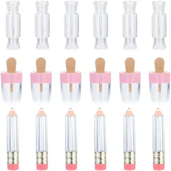 

18PCS Empty Lip Gloss Tube Wand Containers Candy Ice-cream Pencil Shape Lipgloss Tube Refillable Lip Glaze Bottle Containers