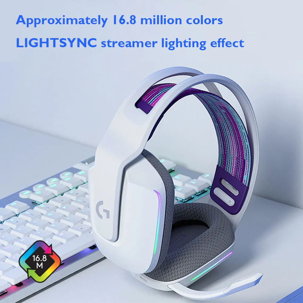  Logitech G733 K/DA Lightspeed Wireless Gaming Headset with  Suspension Headband, ~16.8 M. Color LIGHTSYNC RGB, Blue VO!CE Mic  Technology and PRO-G Audio Drivers - Official League of Legends KDA Gear 