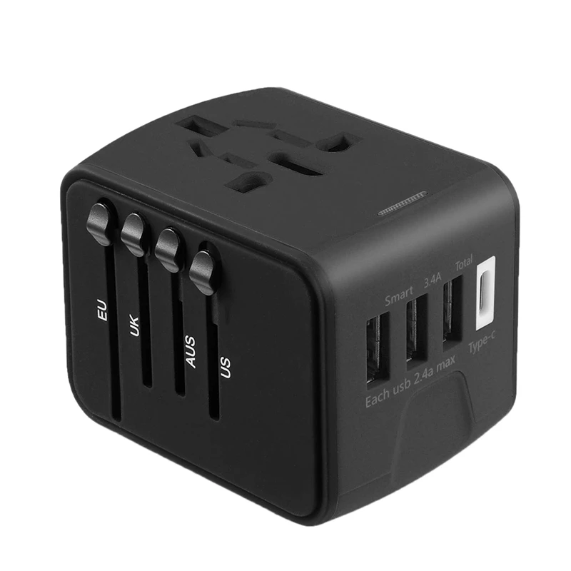 

Travel Adapter, International Travel Adapter Worldwide,Uk/Us/Eu Power Adapter, Worldwide Electrical Plug Adapter With 3 Usb & Us