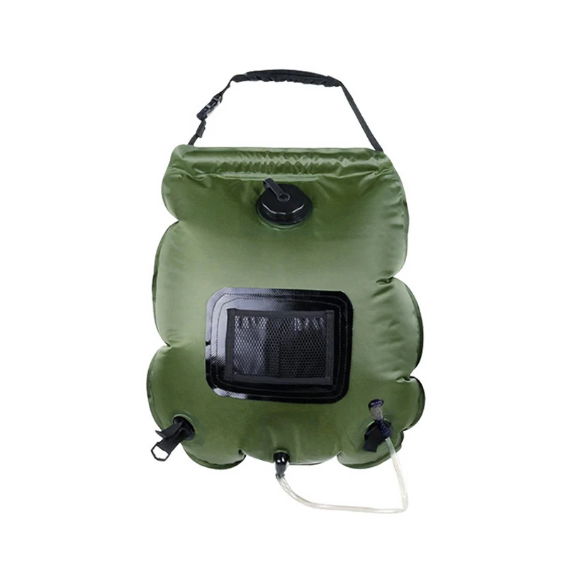 Green Сумка для душа для кемпинга, ПВХ, Велоспорт, подарки, термометр, 20л, водный резервуар для душа, солнечный мешок для душа, удобный на открытом воздухе - Цвет: Green