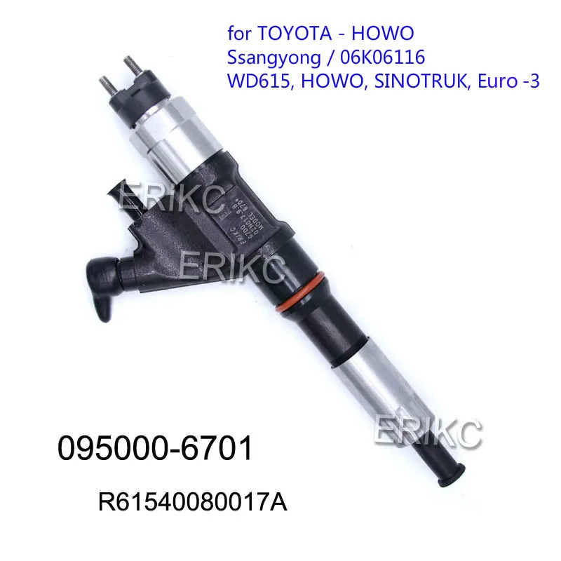 

ERIKC 095000-6701 Fuel Injector Nozzle 6701 Common Rail Diesel Injection R61540080017A OEM 9709500-670 For HOWO, SINOTRUK