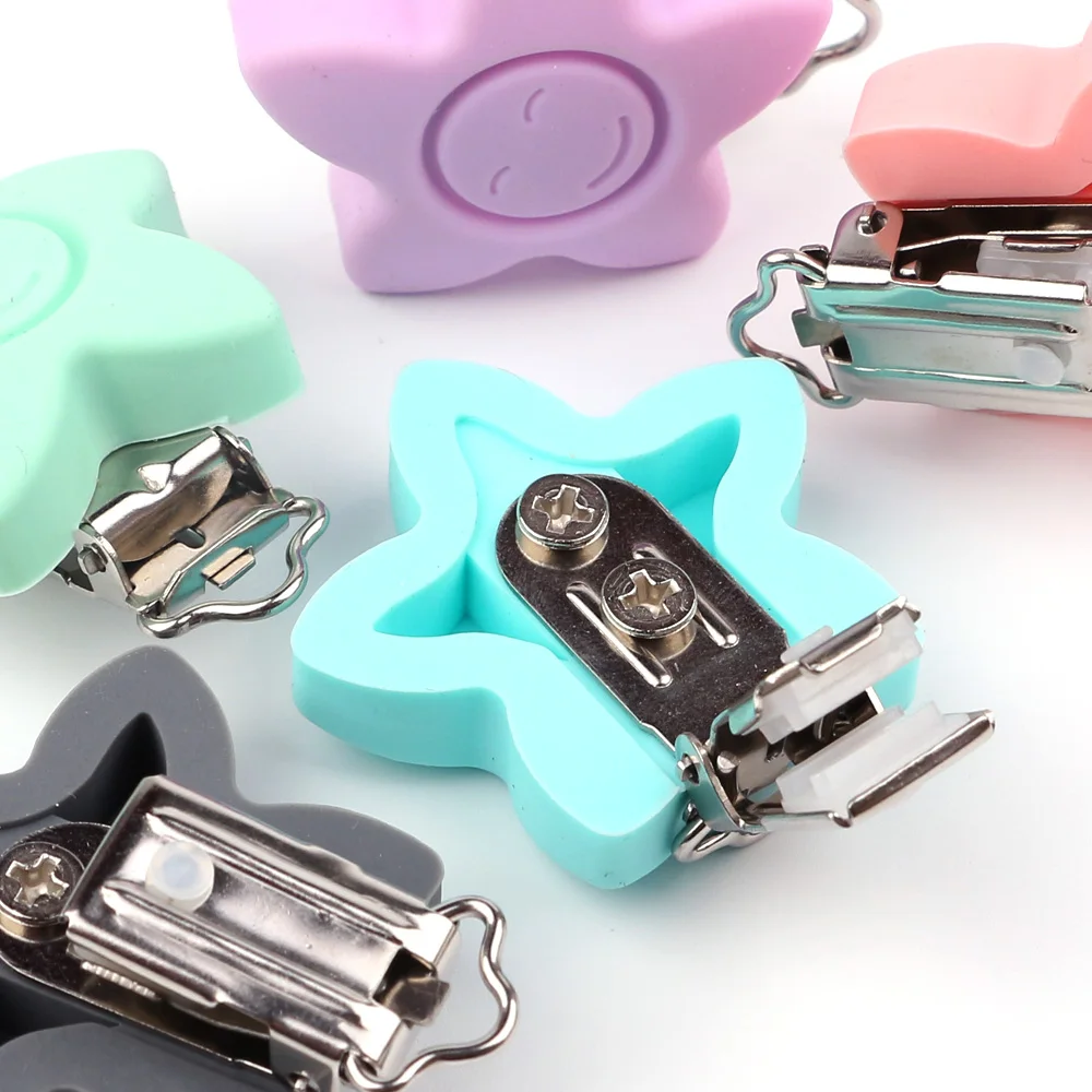 TYRY.HU 1x Pacifier Clip HolderStar Shape N Claps For Diy Pacifier Leash Silicone Nipple Clasp Nursing Toy Accessories