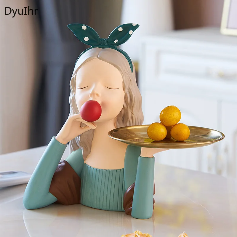 

DyuIhr Nordic Creative Simulation Bubble Girl Storage Tray Resin Crafts Decoration Home Living Room Key Storage Decoration