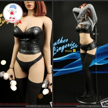 

1/6 Female Leather Underwear Shirt Sexy Lingerie Fit 12" Phicen Action Figures