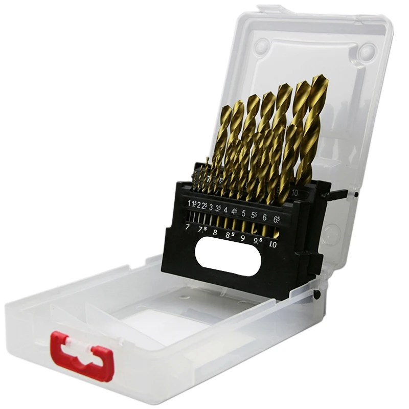 19Pcs Hss Drill Bit For Metal Titanium Coated High Speed Steel Drilling Bits Set 1.0~10Mm Power Tools Accessories