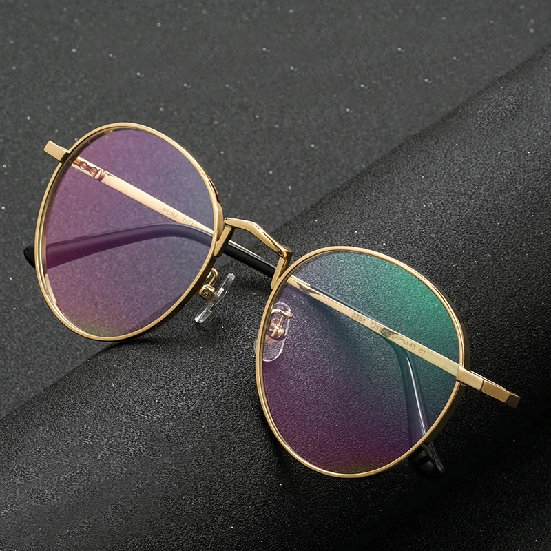 

Korea Round Pure Titanium Glasses Frame Women Men Vintage Prescription Myopia Optical Eyeglasses Frame Male 2021 Luxury Eyewear