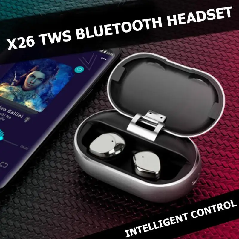 X26 TWS Smart Bluetooth 5,0 наушники с шумоподавлением гарнитура Водонепроницаемый чехол для зарядки черный/красный/серебристый