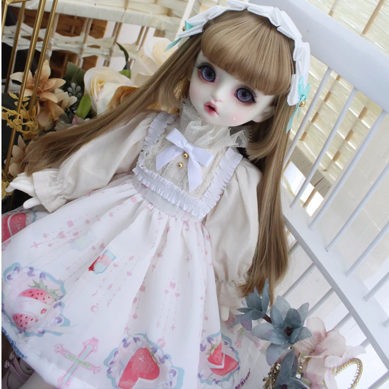 Кукольное платье 1/6 1/4 BJD платье+ лента для волос милое простое платье для blyth 1/6 1/4 BJD аксессуары для кукол рисовый белый цвет