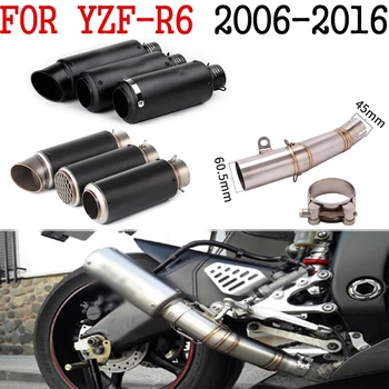

For YZF R6 YZF-R6 2006-2016 Motorcycle Exhaust Muffler Middle Mid Pipe Connect Tail Link Pipe Exhaust Full System Set Slip on