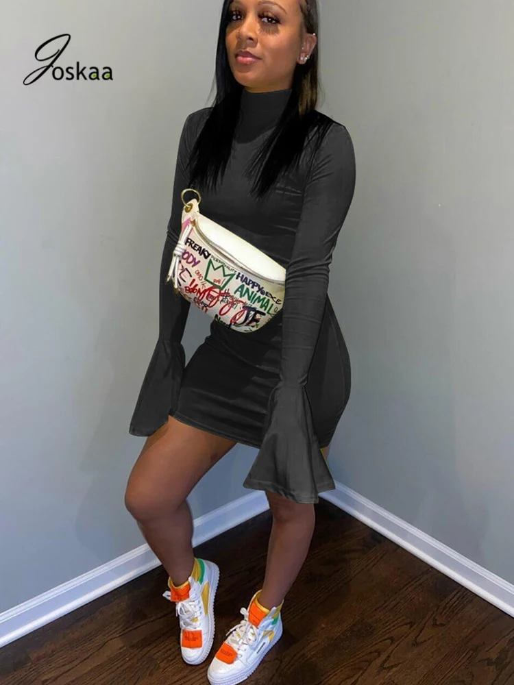 

Joskaa 2020 Spring and Autumn Women Dress Female Mini Dress Mandarin Butterfly Sleeve A-line Dress Plus Size Clothes