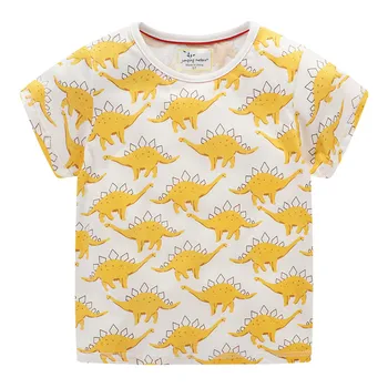 

Jumping meters Baby Boys Girls New Designed Summer T Shirts Kids Short Sleeves Cartoon T Shirt Printed Dinosaurs Hot Selling