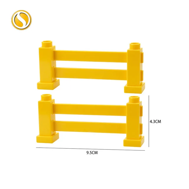 Big Building Block City Farm Architecture Accessories Fence Pillar Bridge Ladder Compatible Big Brick DIY Toys For Children Gift Square fence-yellow