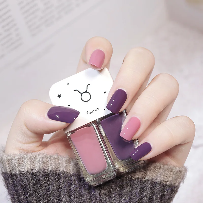 Two Bottles 6ml Set Nails Gel Polish Waterborne Shiny Quick Drying No