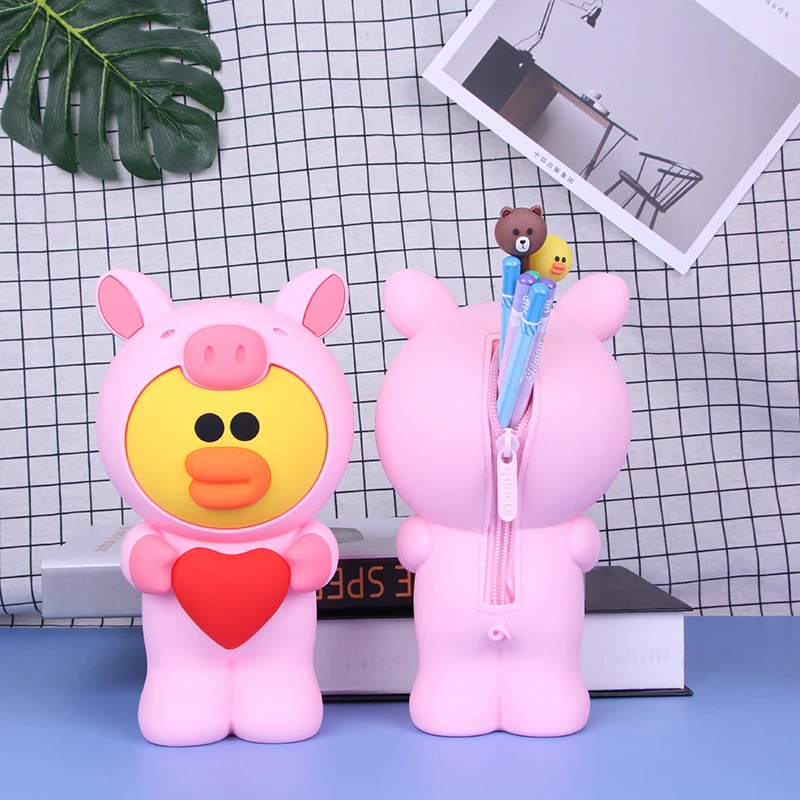 

Creative Sally Chicken Cartoon Shaped Silicone Pen Bag Student Pencil Box Primary And Secondary School Stationery Pencil Cases