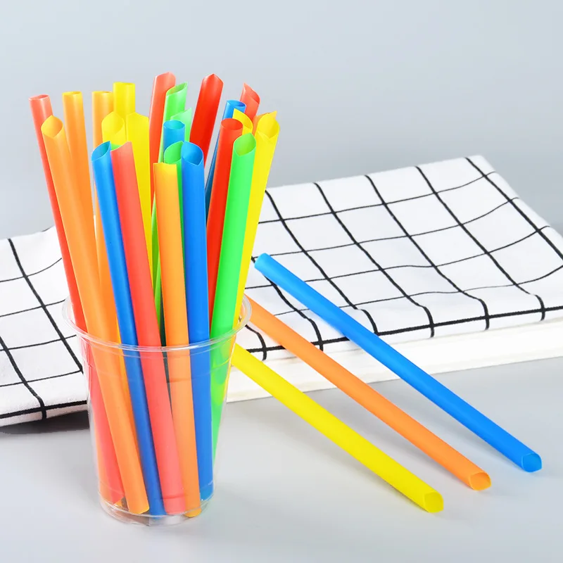 

Disposable Pearl Milk Tea Cup Thick Straw Individual Package Fruit Juice Beverage Transparent Color Plastic zhi xi guan Wholesal