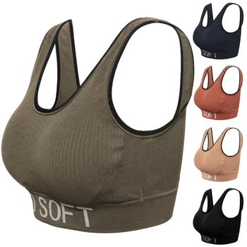 

Sports Bra High Stretch Breathable Top Fitness Women Padded for Running Gym Seamless Crop Bra Gradient Sport Bra with Letter