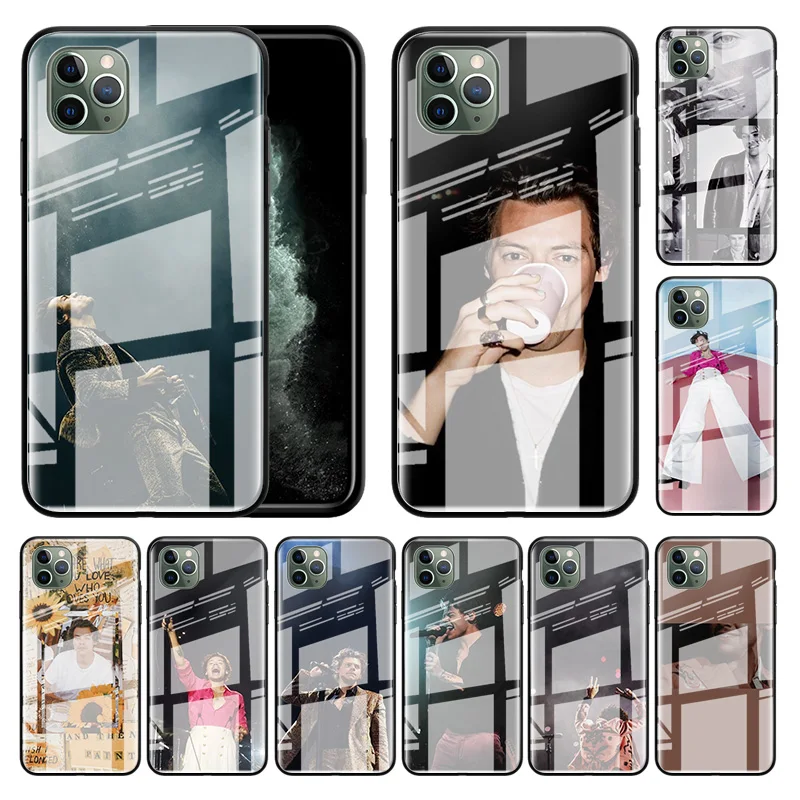 Glass Case For Apple iPhone 12 11 Pro Max 8 7 XS XR X 6 6S Plus SE 2020 Mobile Phone Coque Fundas Fine Line Harry Styles 1D