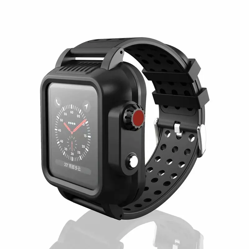 IP65 Водонепроницаемый чехол для Apple Watch 4 40/44 мм силиконовый спортивный ремешок для смарт-Часов Watch Series 4, 2, 3, ремешок с Защитный чехол 38/40 Coque