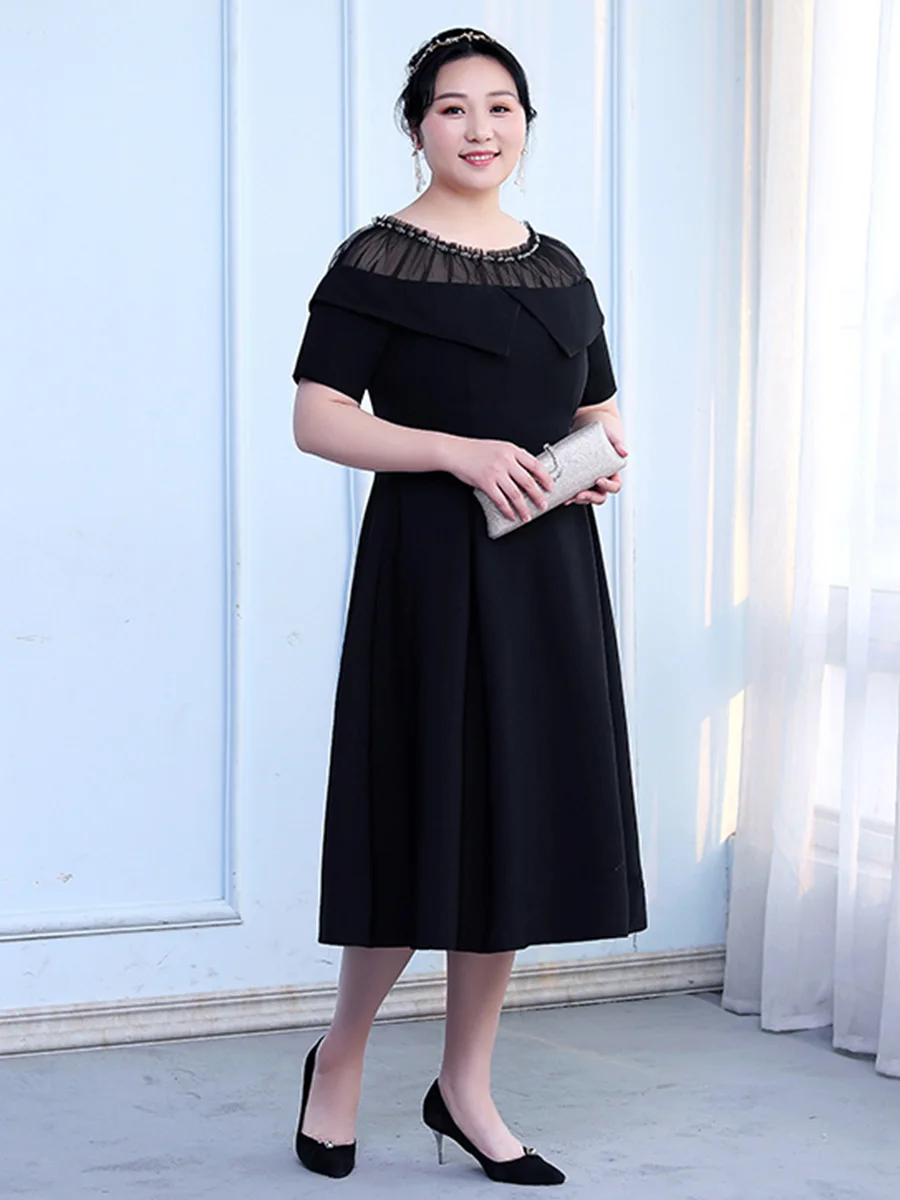 Платья для выпускного вечера с круглым вырезом и бисером Vestidos De Gala размера плюс, женские вечерние платья с коротким рукавом, вечерние платья для выпускного вечера T156