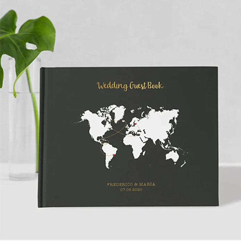 

Personalize Map Wedding Guest Book,Location union Wedding,Destination Wedding Guest Book,Foil gold hardcover book,Color Editable