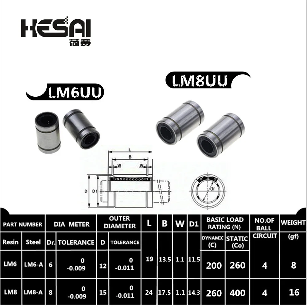 3D Printer Parts Accessories Accessory LM8UU 8mm 8x15x24mm Linear Ball Bearing Bush Bushing 8mmx15mmx24mm