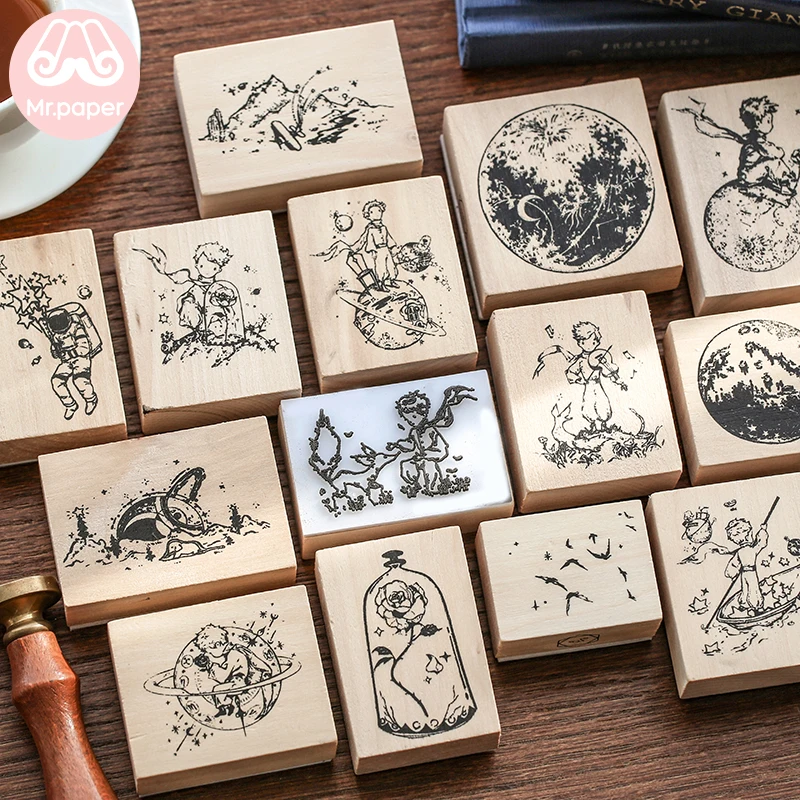 Mr.paper Vintage Little Prince Moon Decoration Stamp Wooden Rubber Stamps for Scrapbooking Stationery DIY Craft Standard Stamp 2 Mr.paper Vintage Little Prince Moon Decoration Stamp Wooden Rubber Stamps for Scrapbooking Stationery DIY Craft Standard Stamp 2