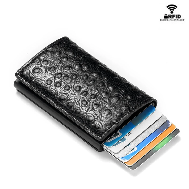 Bycobecy Rfid держатель для карт, мужские кошельки, сумка для денег, Мужской винтажный черный короткий кошелек, высокое качество, всплывающий кошелек, мини солидный кошелек