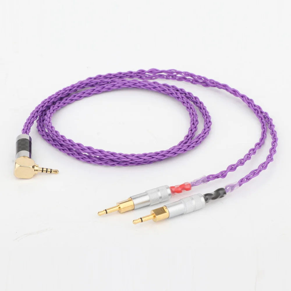 7N Silver Plated Replacement Headphones Cable Audio Upgrade Cable Carbon Fiber Right Angle 2 5mm TRRS to Two 3 5MM