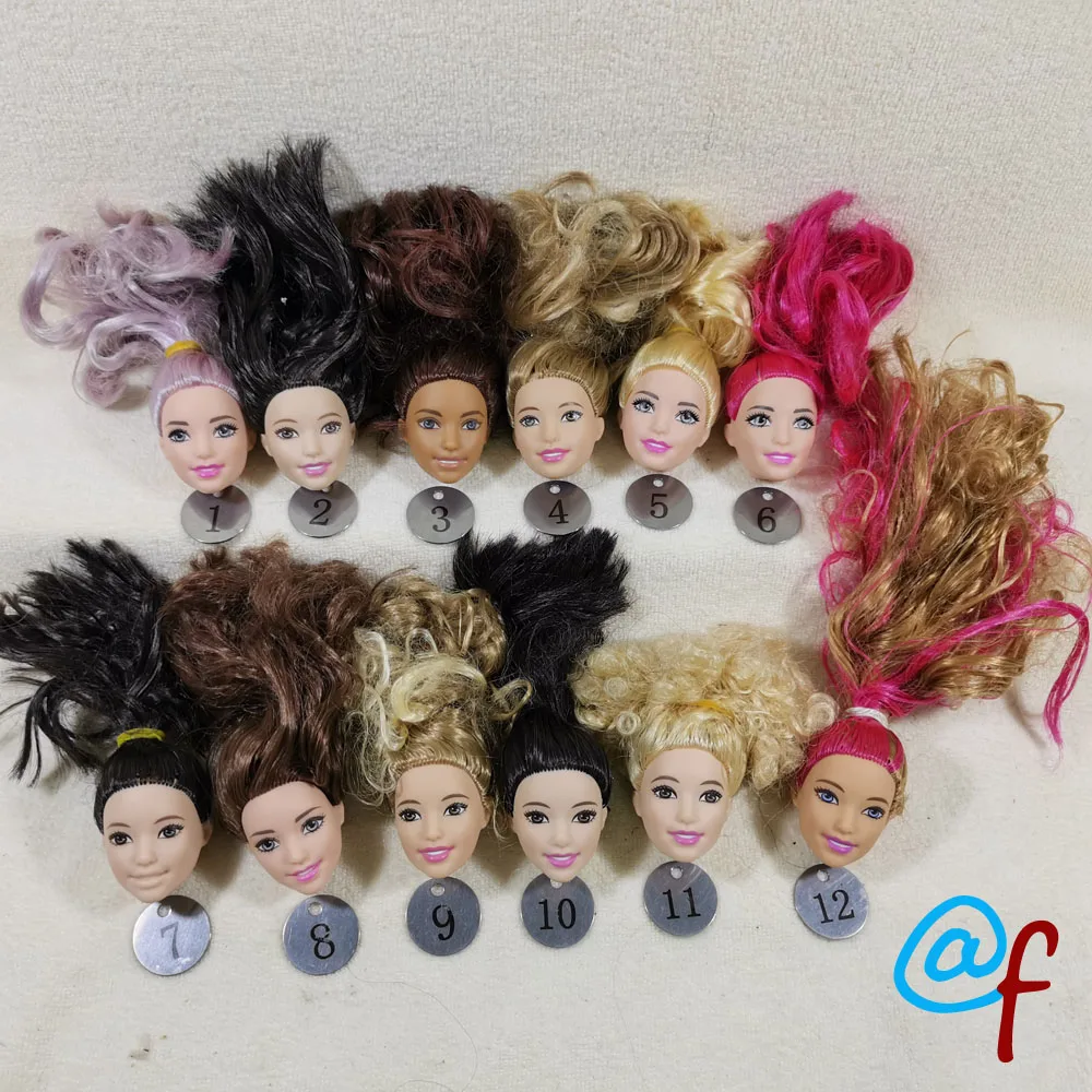 

B44-3 Original Foreign trade South Asia Beauty 1/6 OOAK NUDE doll head mussed Claret-red hair for DIY