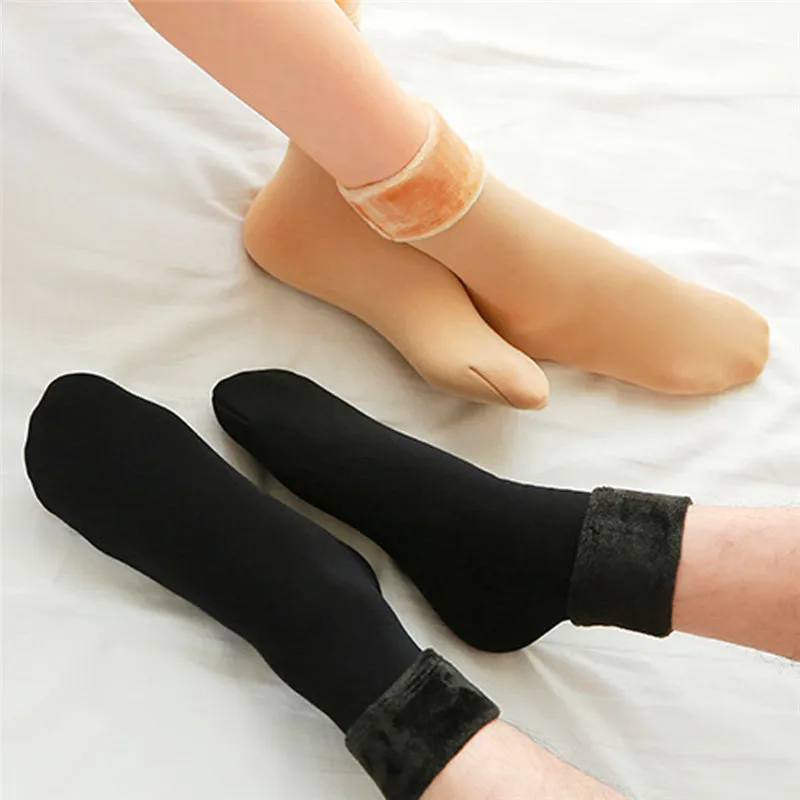 1 пара, женские зимние теплые плотные теплые мягкие повседневные однотонные носки, шерстяные кашемировые домашние зимние сапоги, бархатные носки-Тапочки