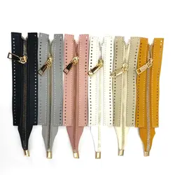 1PC Bag Accessories Custom DIY Zipper For Woven Bag Hardware Soild Zipper Sewing Accessory Useful Handbag Zipper PU Leather