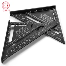 Règle de mesure triangulaire de 7/12 pouces, rapporteur, ensemble d'outils à main, alliage d'aluminium, Triangle de toit carré, testeur de travail du bois, bricolage 