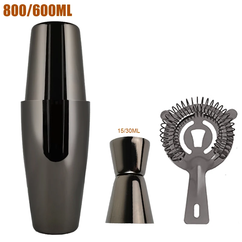 

750ml/600ml 3 Piece Boston Cocktail Shaker Bartender Set For Bartenders CocktailShaker Jigger Strainer Measuring Cup Bar Shakers