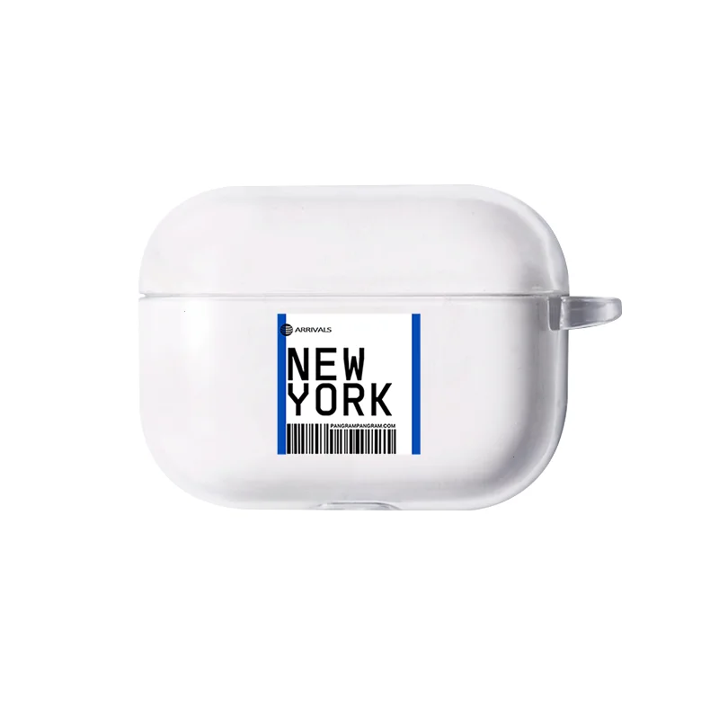 I250040 Роскошный чехол для воздушных билетов, bluetooth-гарнитура для Air pods Pro INS, этикетка, штрих-код, американские городские буквы, наушники, прозрачный мягкий чехол из ТПУ - Цвет: I250040