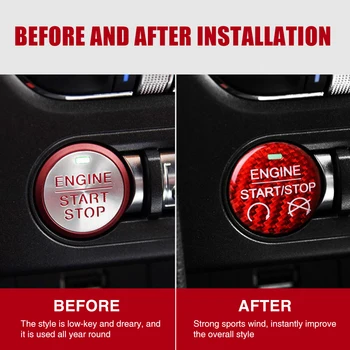 

Adhesive Easy Install Multifunction Carbon Fiber Car Engine Button Sticker Cap DIY Durable Start Stop 2.9cm For Mustang 2016